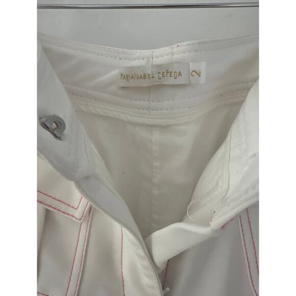 MARIA ISABEL CEPEDA Color Block Pants White/Red sz2 - Picture 8 of 10